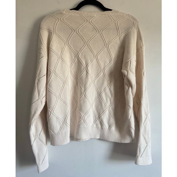 Ann Taylor Loft Womens Cottagecore Floral Cream Sweater Feminine Flirty SIZE M - Picture 2 of 7